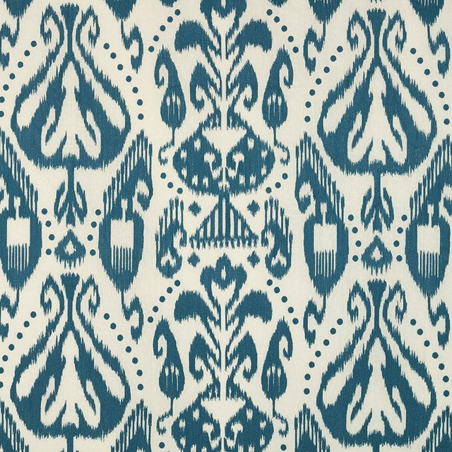 Schumacher Kiva Embroidered Ikat Lapis Fabric