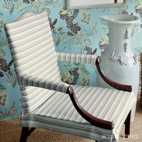 Schumacher Capri Greige/White Fabric