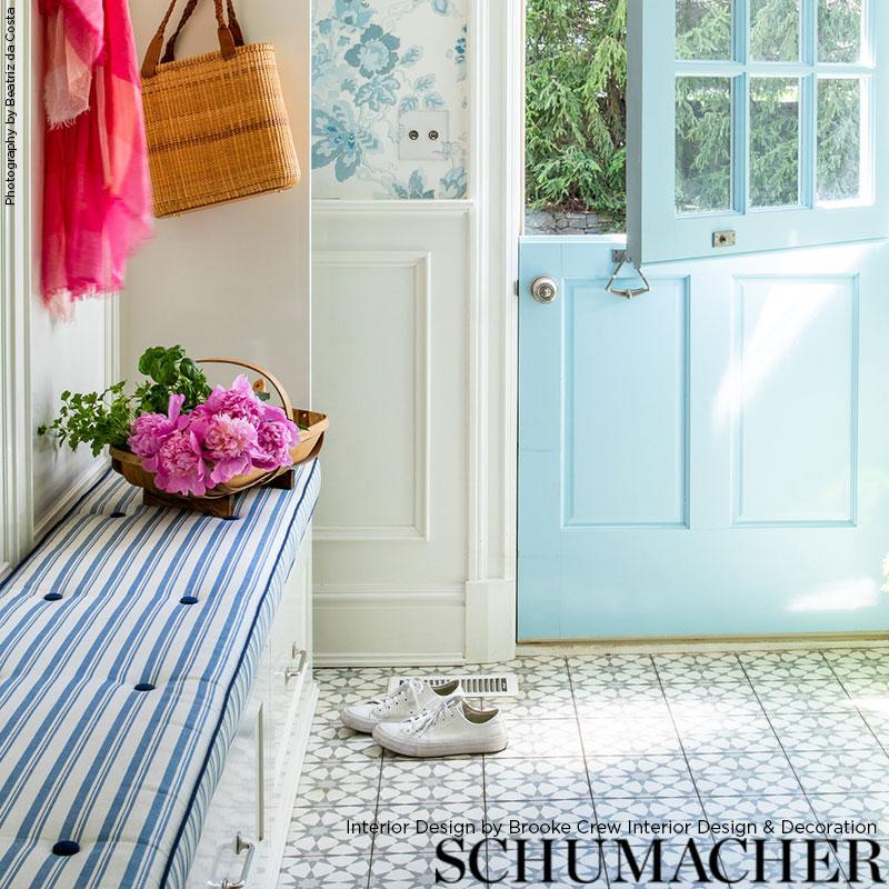 Schumacher Capri Navy/White Fabric