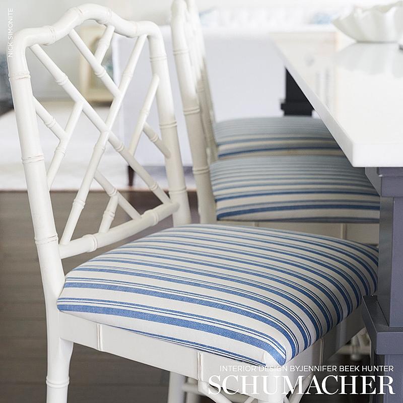 Schumacher Capri Navy/White Fabric