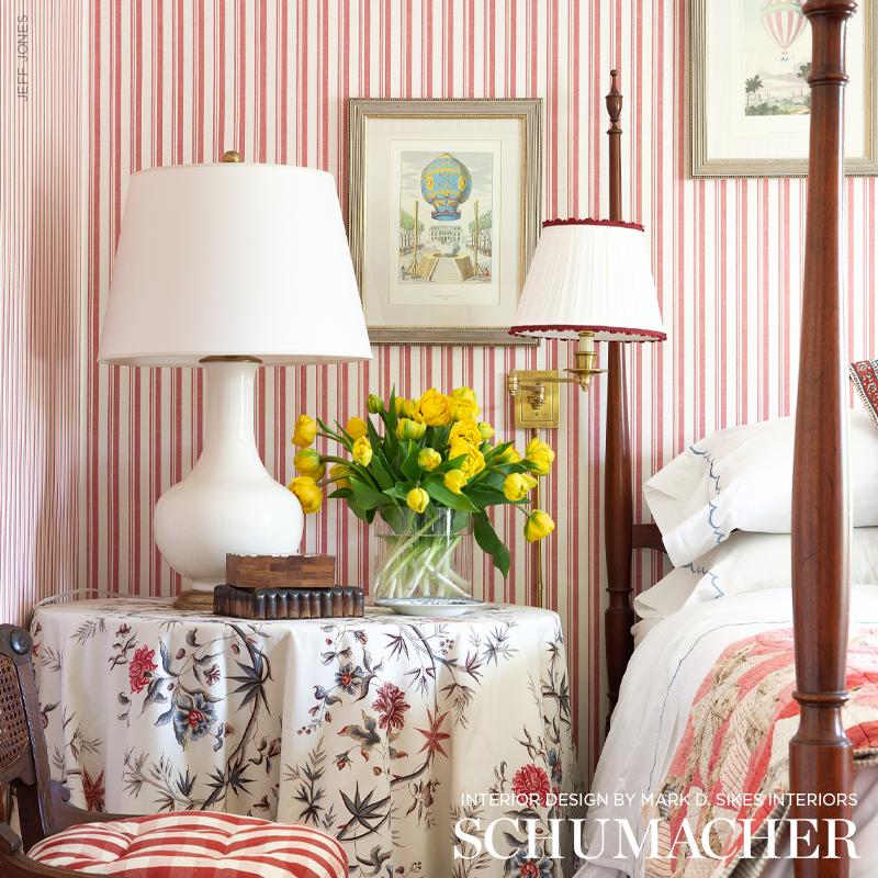 Schumacher Capri Red/White Fabric