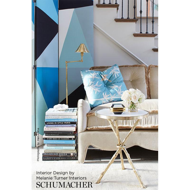 Schumacher Cubist Silk Panel Peacock Fabric