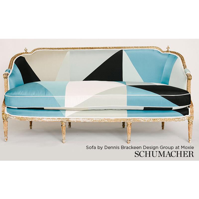 Schumacher Cubist Silk Panel Peacock Fabric