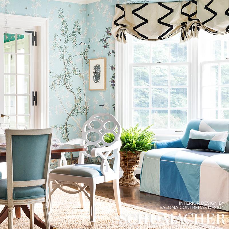 Schumacher Cubist Silk Panel Peacock Fabric – DecoratorsBest