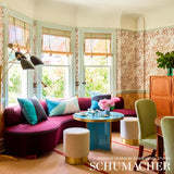 Schumacher Cubist Silk Panel Peacock Fabric