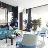 Schumacher Cubist Silk Panel Peacock Fabric