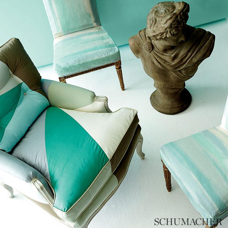 Schumacher Cubist Silk Panel Celadon Fabric