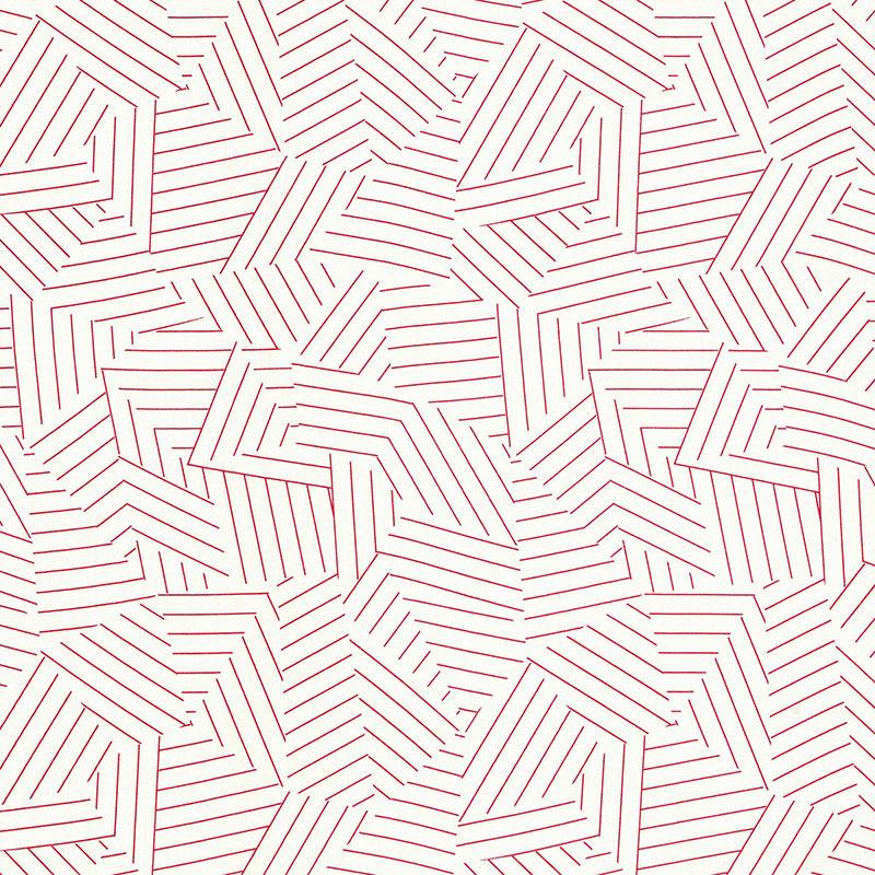 Schumacher Deconstructed Stripe Red Fabric