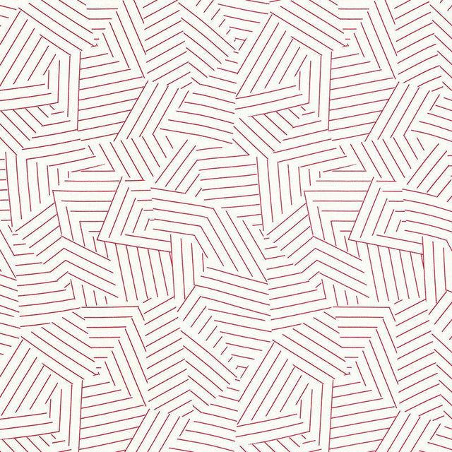 Schumacher Deconstructed Stripe Red Fabric