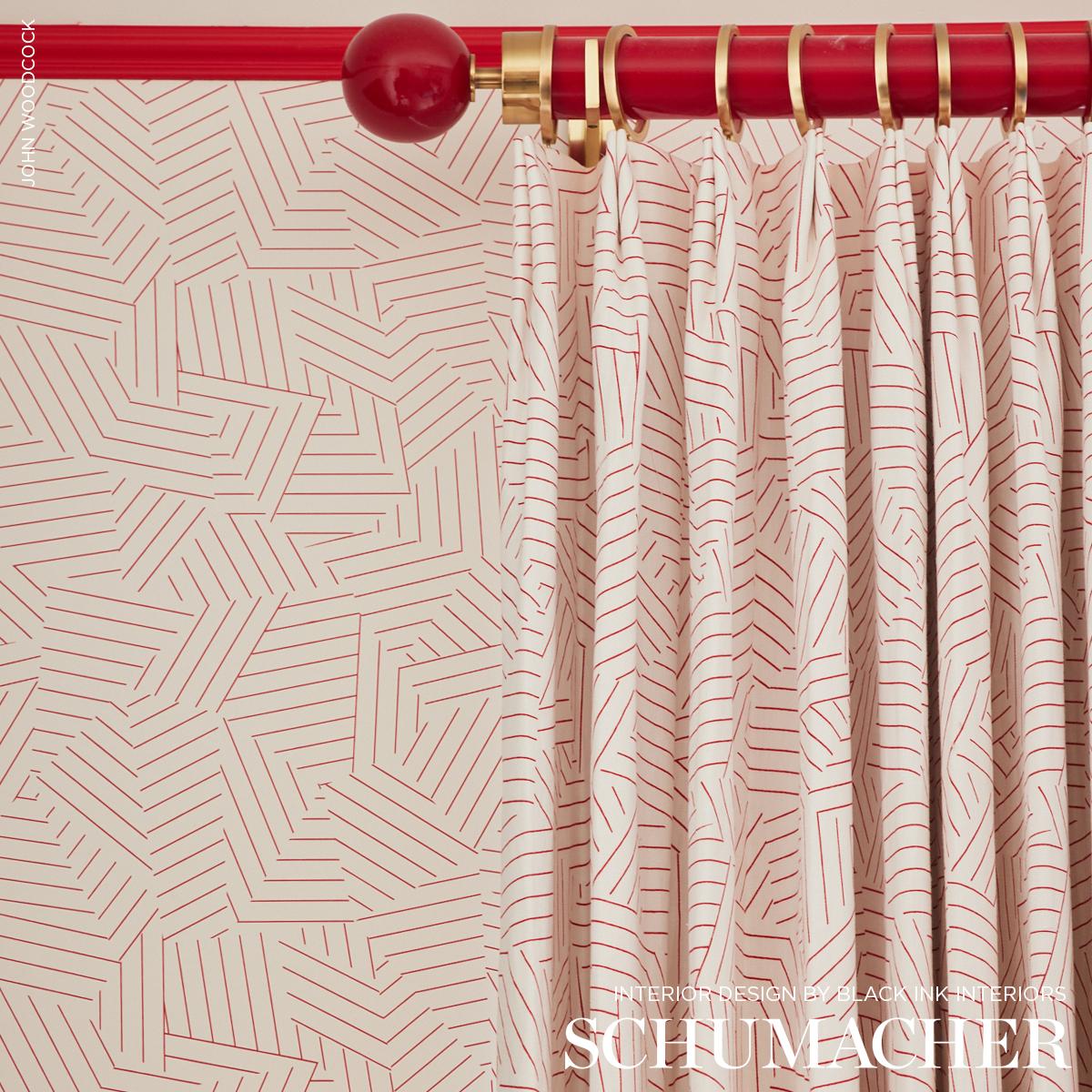 Schumacher Deconstructed Stripe Red Fabric