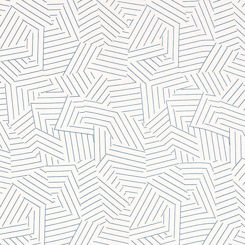 Schumacher Deconstructed Stripe Cobalt Fabric