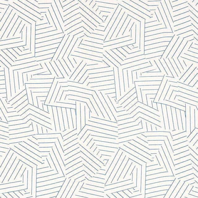 Schumacher Deconstructed Stripe Cobalt Fabric