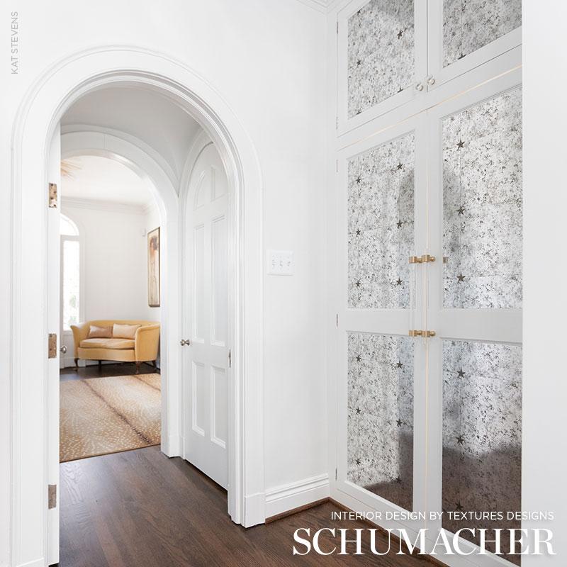 Schumacher Glass Paneling Silver Wallpaper