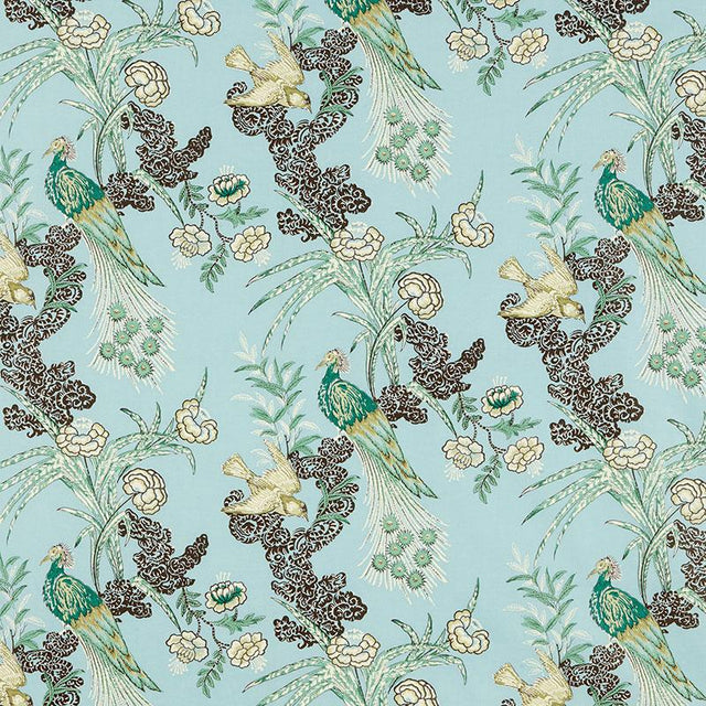 Schumacher Peacock Aqua Fabric