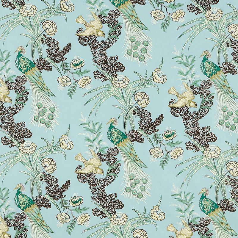 Schumacher Peacock Aqua Fabric