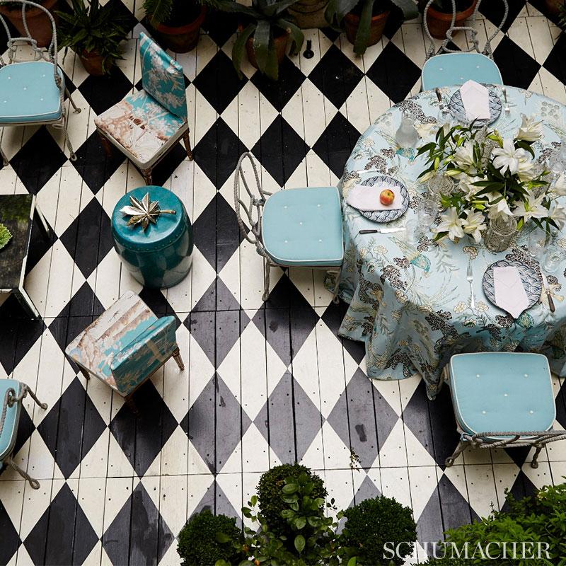 Schumacher Peacock Aqua Fabric