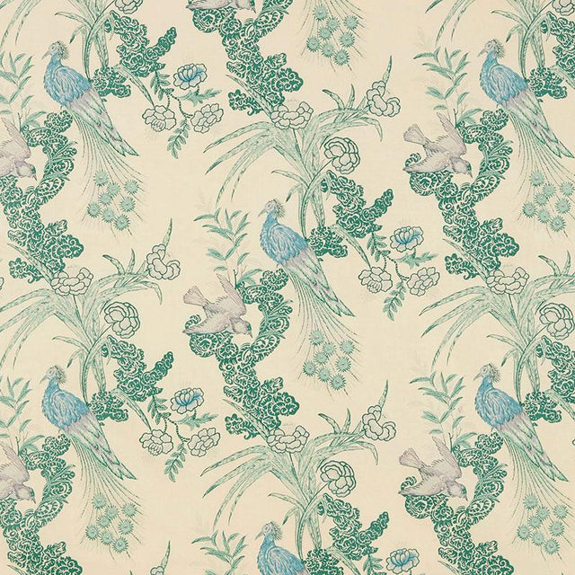 Schumacher Peacock Cream Fabric