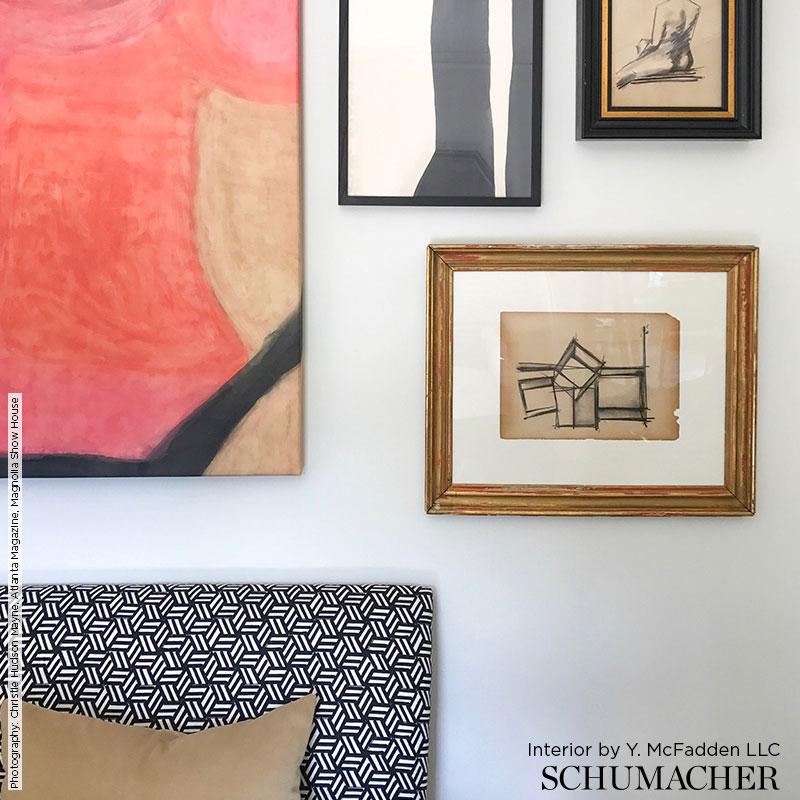 Schumacher Tumbling Blocks Black Fabric