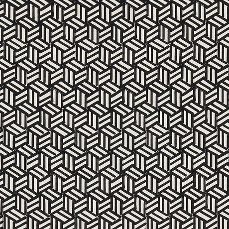 Schumacher Tumbling Blocks Black Fabric