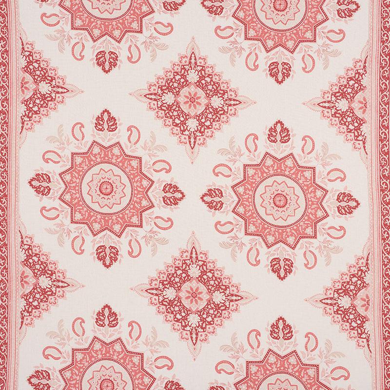 Schumacher Montecito Medallion Faded Red Fabric