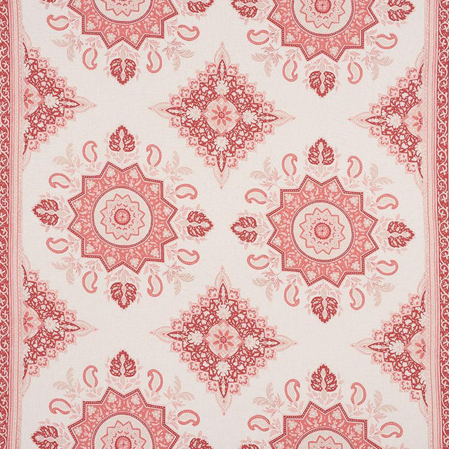 Schumacher Montecito Medallion Faded Red Fabric