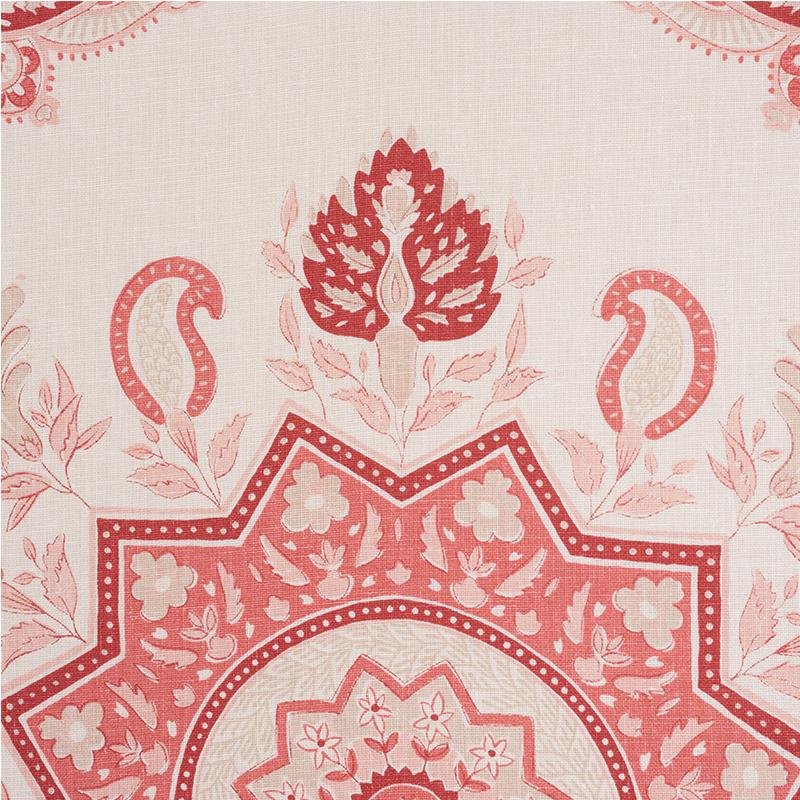 Schumacher Montecito Medallion Faded Red Fabric