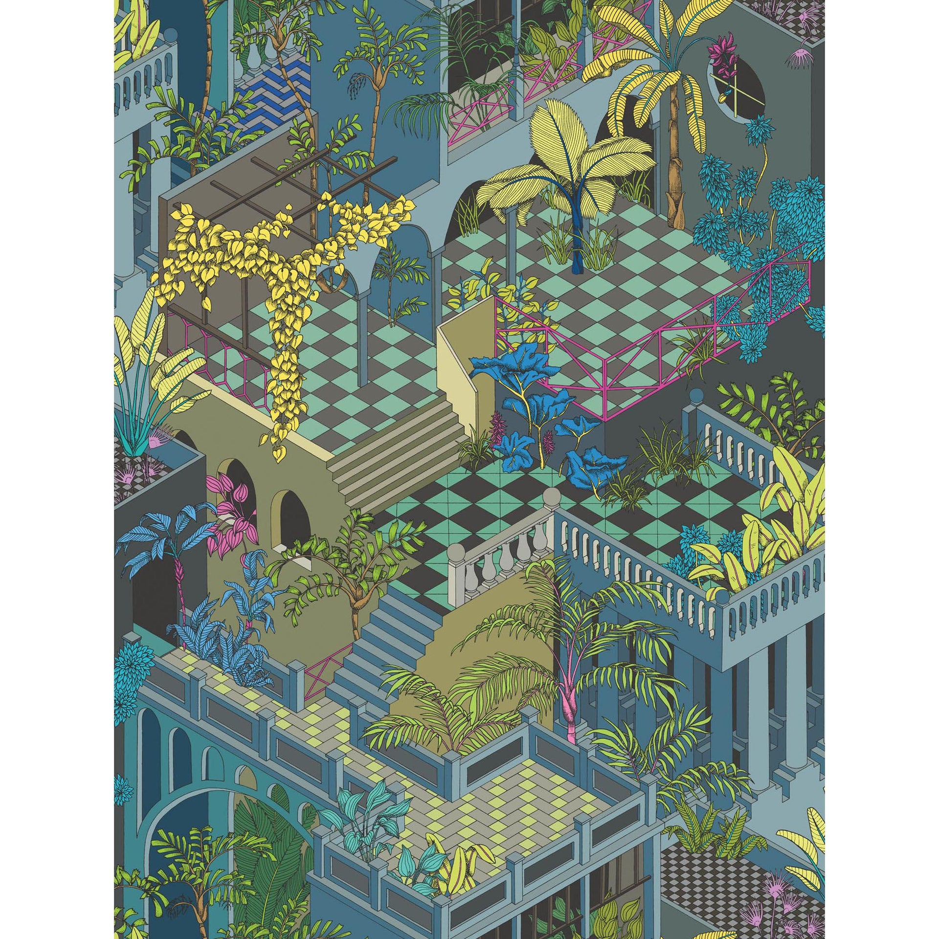 Cole & Son Miami Navy And Pink Wallpaper