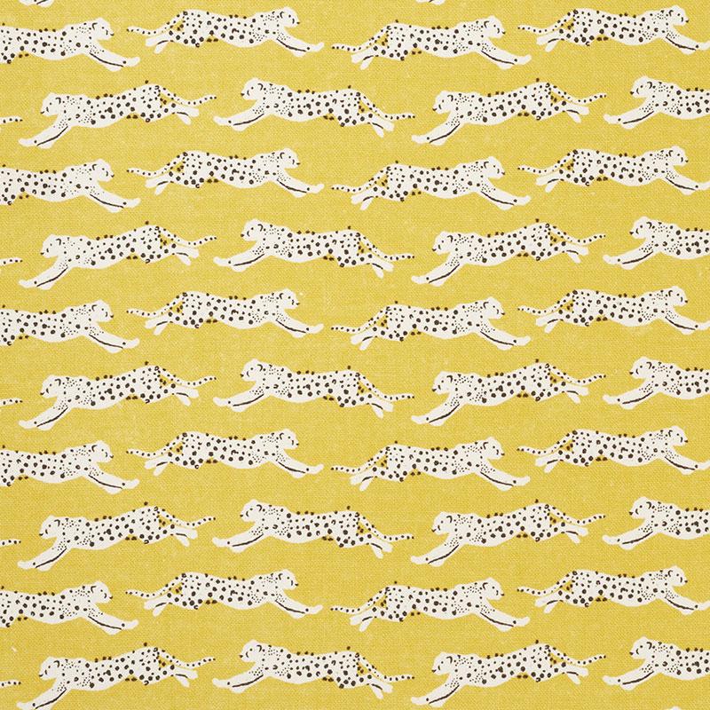 Schumacher Leaping Leopards Yellow Fabric