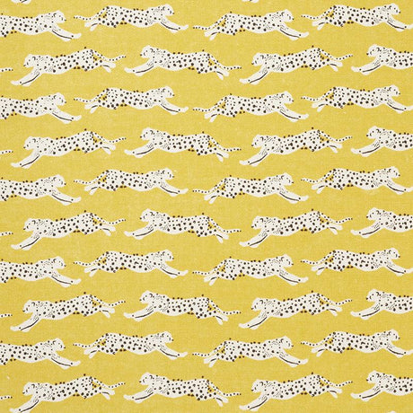 Schumacher Leaping Leopards Yellow Fabric