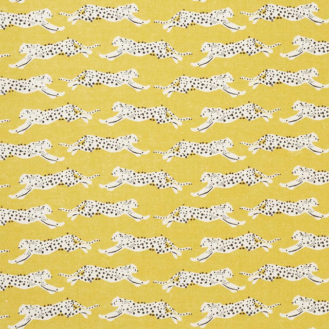 Schumacher Leaping Leopards Yellow Fabric