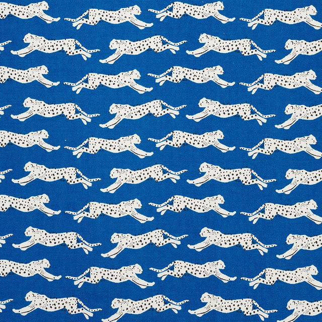 Schumacher Leaping Leopards Blue Fabric