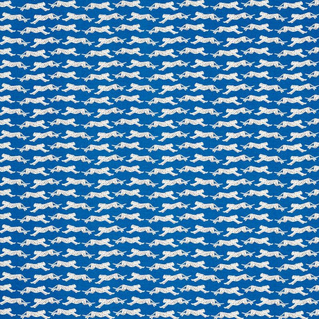Schumacher Leaping Leopards Blue Fabric
