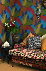 Cole & Son DECO PALM RED AND BLUE Wallpaper