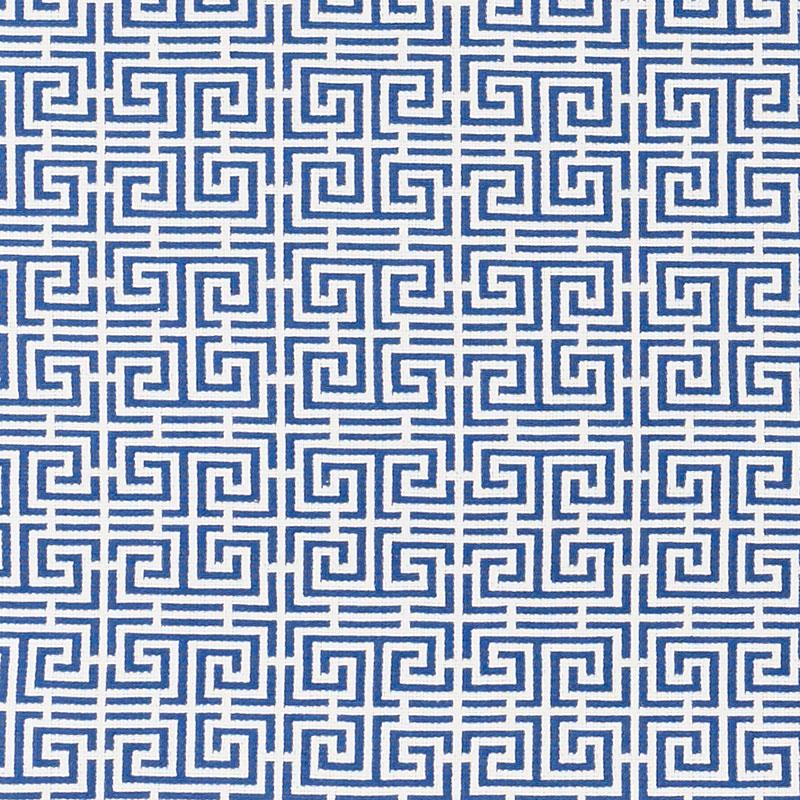 Schumacher Chinois Fret Blue/White Fabric
