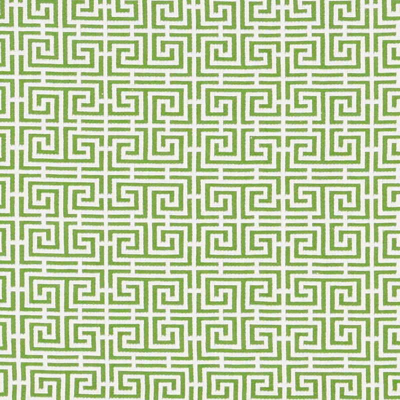 Schumacher Chinois Fret Green/White Fabric
