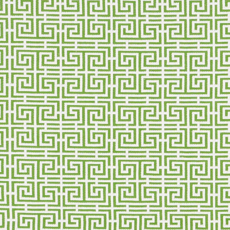 Schumacher Chinois Fret Green/White Fabric