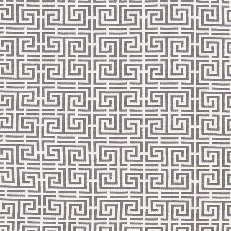 Schumacher Chinois Fret Grey/White Fabric
