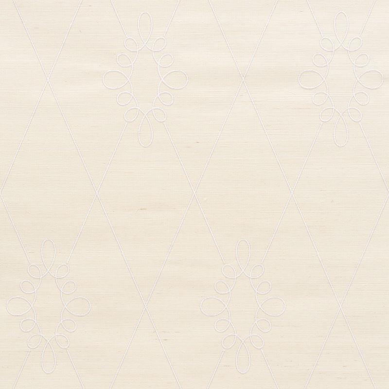 Schumacher Sylvie Embroidered Sisal Ivory Wallpaper