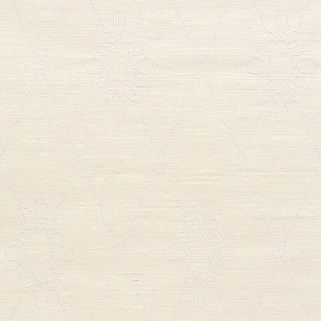 Schumacher Sylvie Embroidered Sisal Ivory Wallpaper