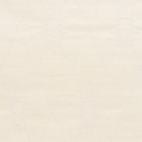Schumacher Sylvie Embroidered Sisal Ivory Wallpaper