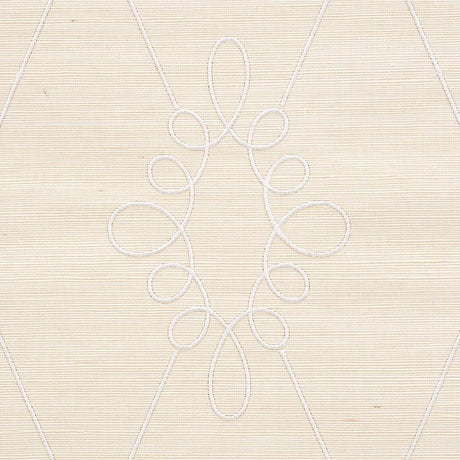 Schumacher Sylvie Embroidered Sisal Ivory Wallpaper