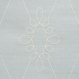 Schumacher Sylvie Embroidered Sisal Water Blue Wallpaper