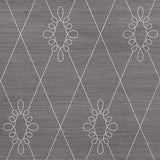Schumacher Sylvie Embroidered Sisal Charcoal Wallpaper