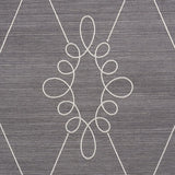 Schumacher Sylvie Embroidered Sisal Charcoal Wallpaper