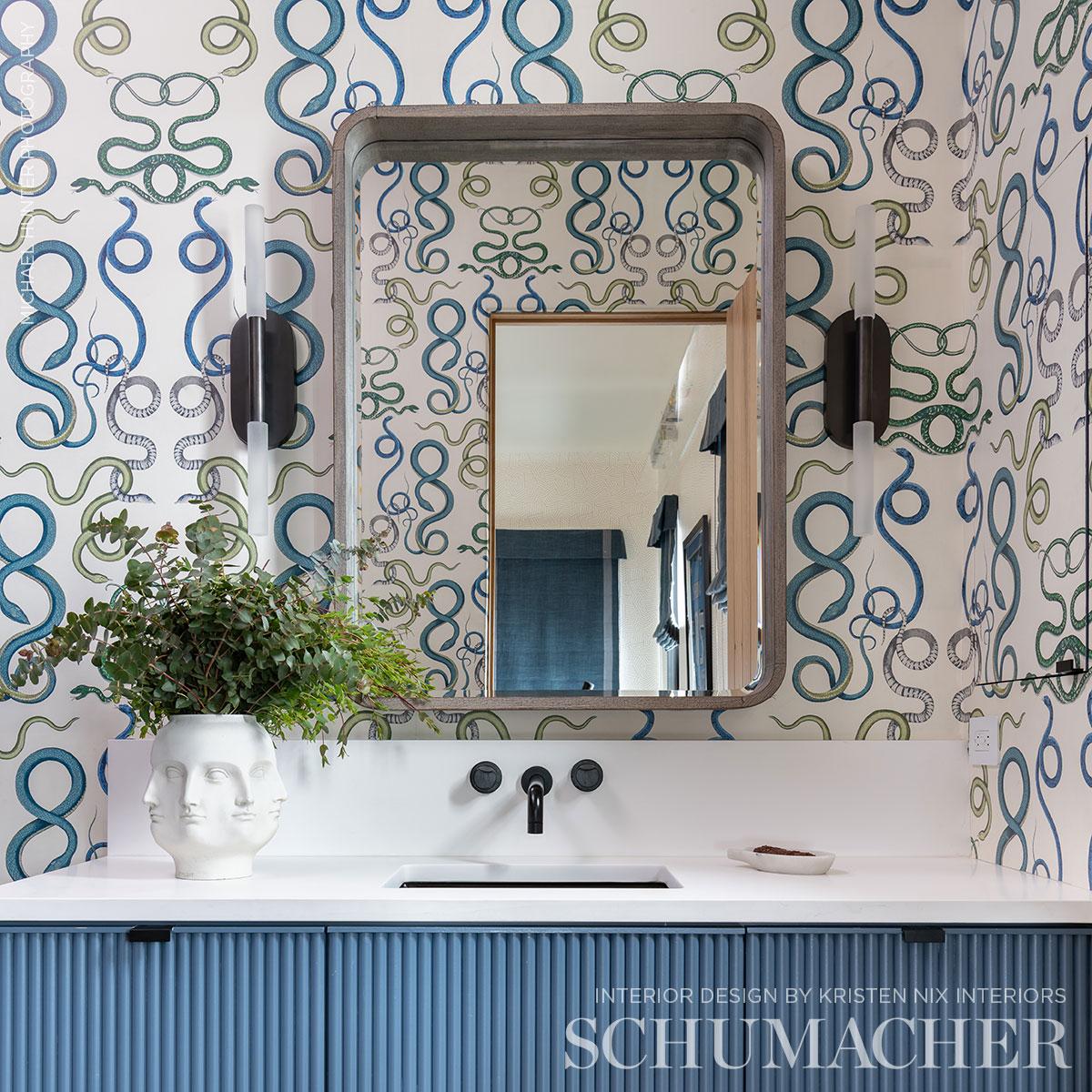 Schumacher Giove Emerald & Sapphire Wallpaper