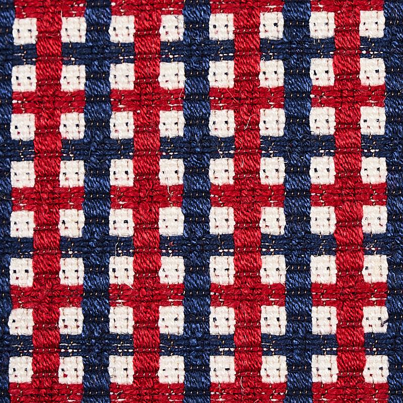 Schumacher Crosstown Red/Navy Fabric