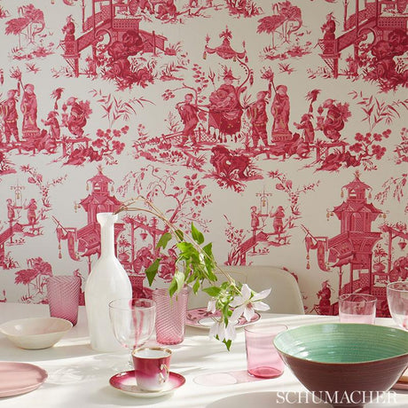 Schumacher Chinois Smoke Wallpaper