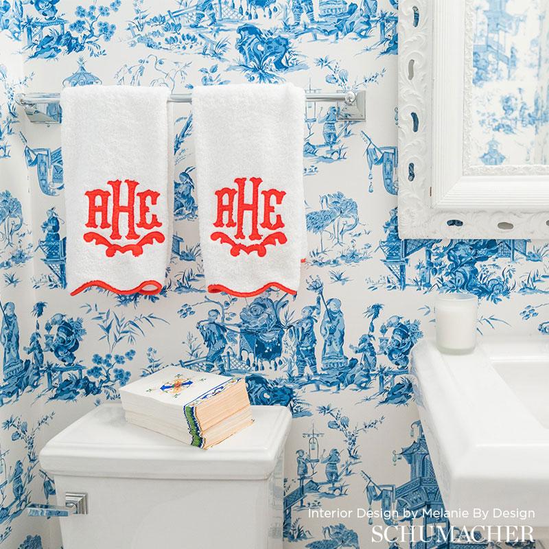 Schumacher Chinois China Blue Wallpaper