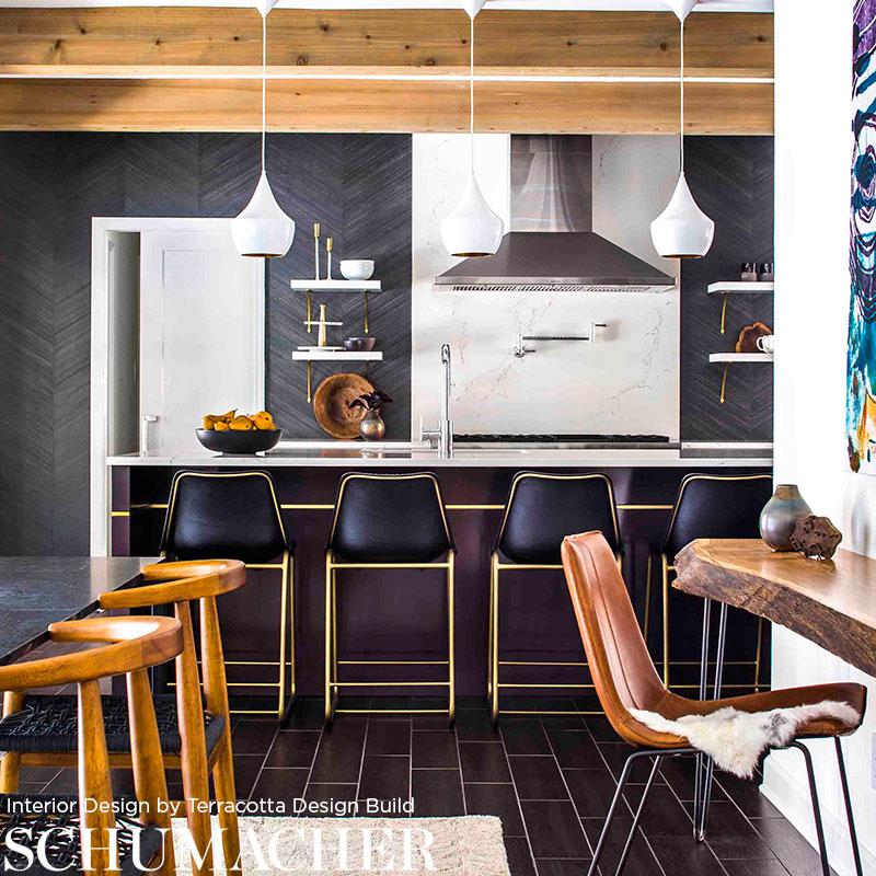 Schumacher Combed Chevron Maple Wallpaper