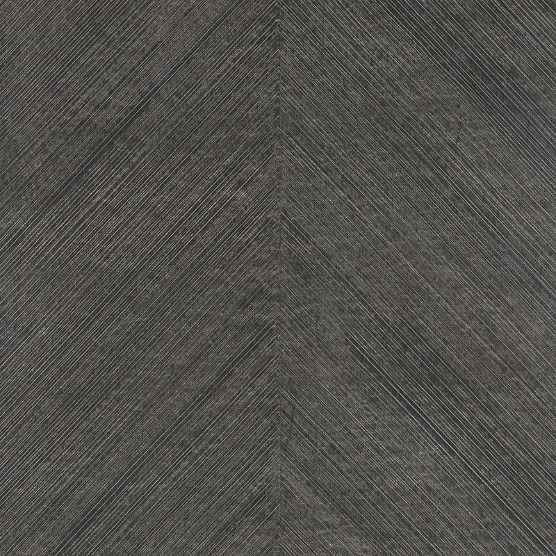 Schumacher Combed Chevron Black Slate Wallpaper